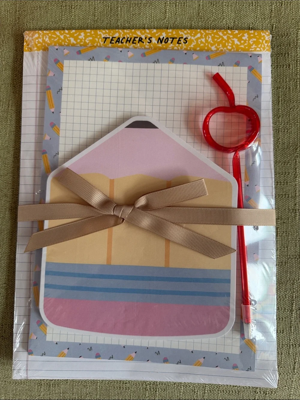 Teacher's Notes Party Stationery Set - Pink, Beige & Red